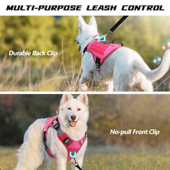 Wingoin harnais tactique pour chien extralarge rose, boucles rapides pour enfiler sans stress.