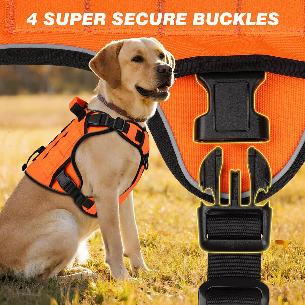 Wingoin harnais tactique pour chien grand – vue des anneaux et bandes réfléchissantes.