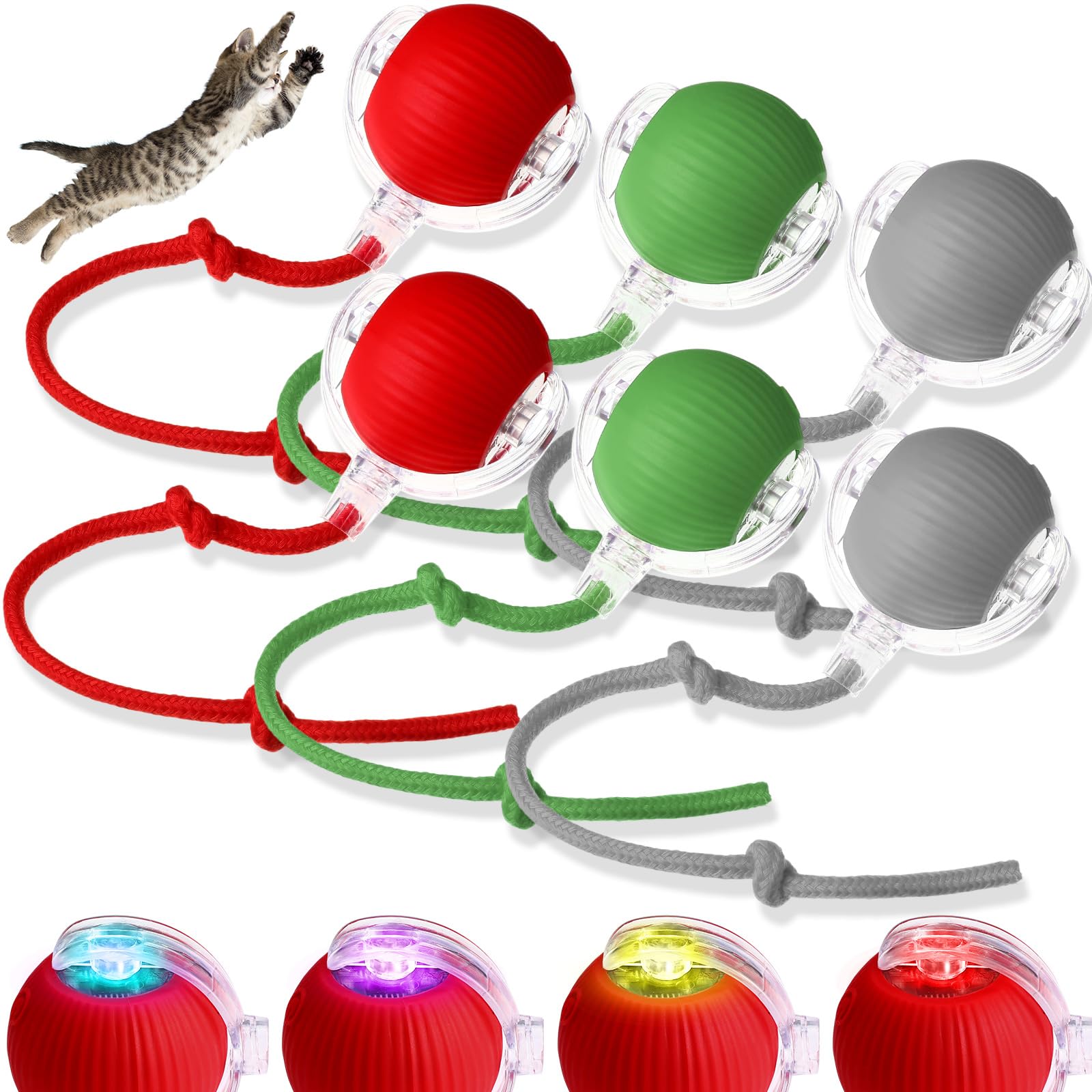 WinnerWhy Balle chat interactive rouge, stimule l'amusement et l'exercice intérieur.