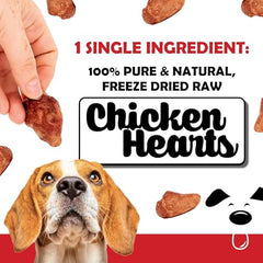 Winni Treats – emballage ouvert dévoilant coeurs de poulet lyophilisés faciles à donner