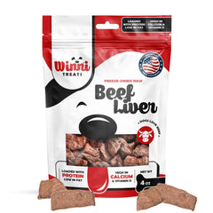 Friandises Winni Treats au foie de boeuf lyophilisé en tranches pratiques.