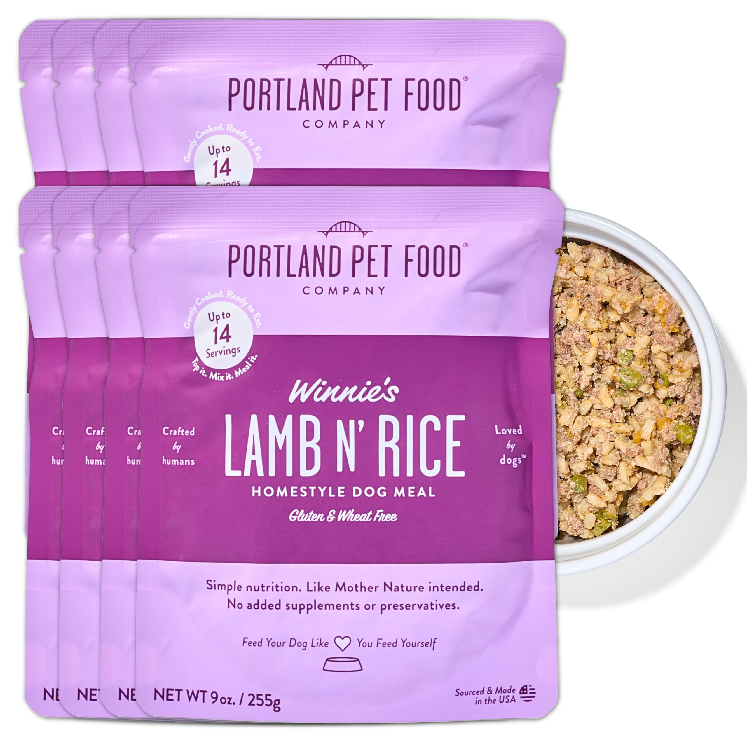 Portion Winnie's Agneau et Riz prête à servir pour chiens exigeants
