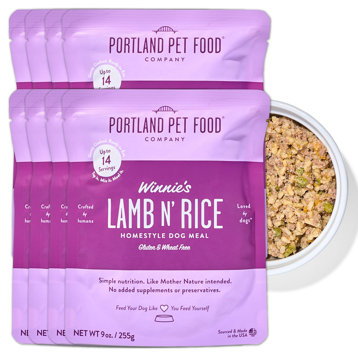 Portion Winnie's Agneau et Riz prête à servir pour chiens exigeants