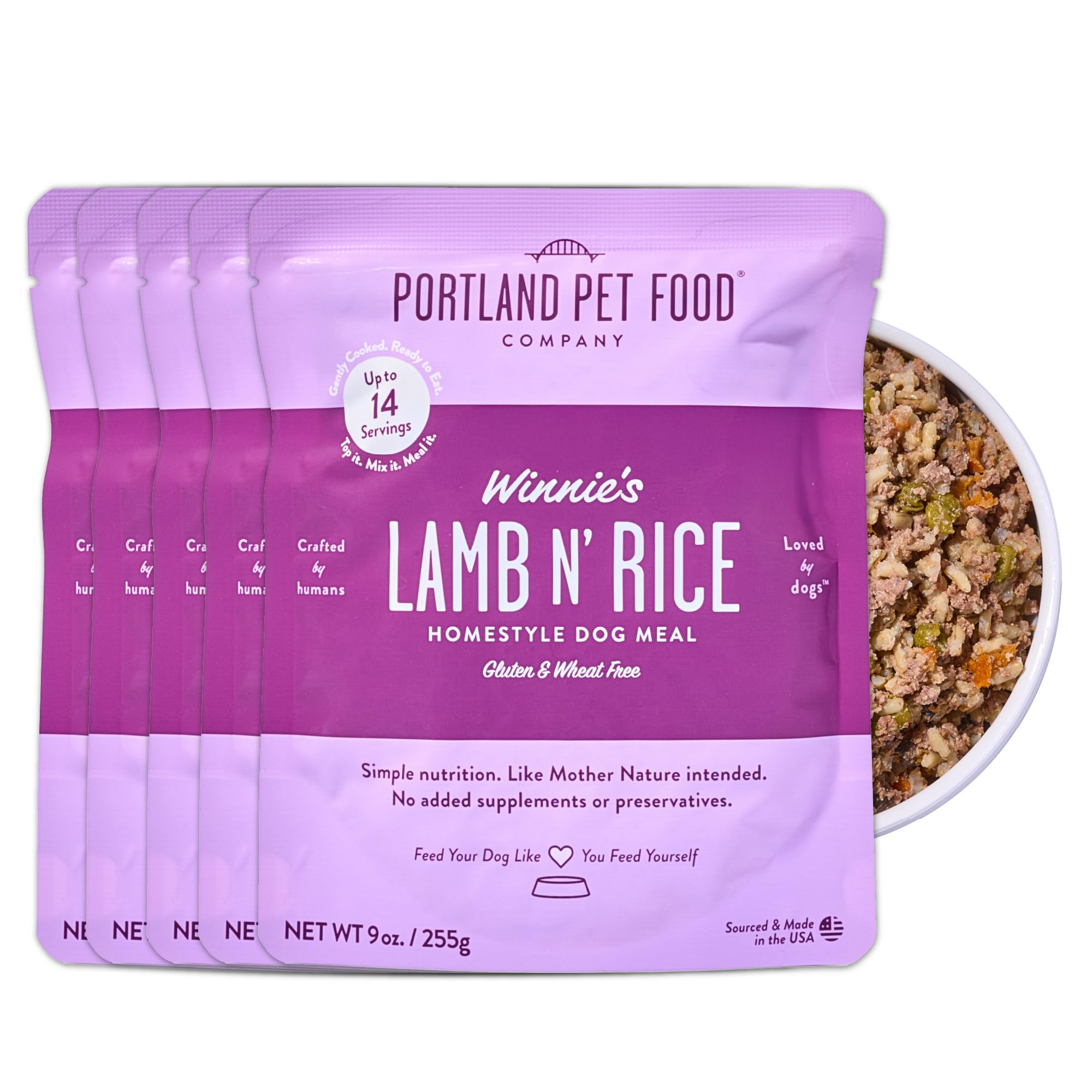 Poche Winnies Lamb Rice prête à servir, repas humide de haute qualité pour chiens.