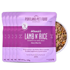 Poche Winnies Lamb Rice prête à servir, repas humide de haute qualité pour chiens.