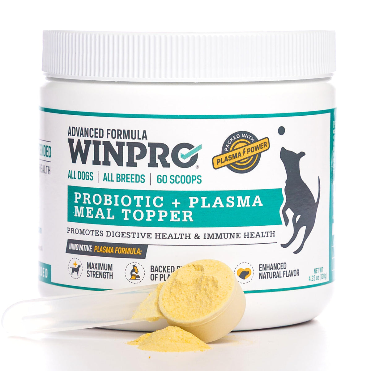 WINPRO Poudre Probiotique Chiens, dosettes, soutien potentiel à la digestion.