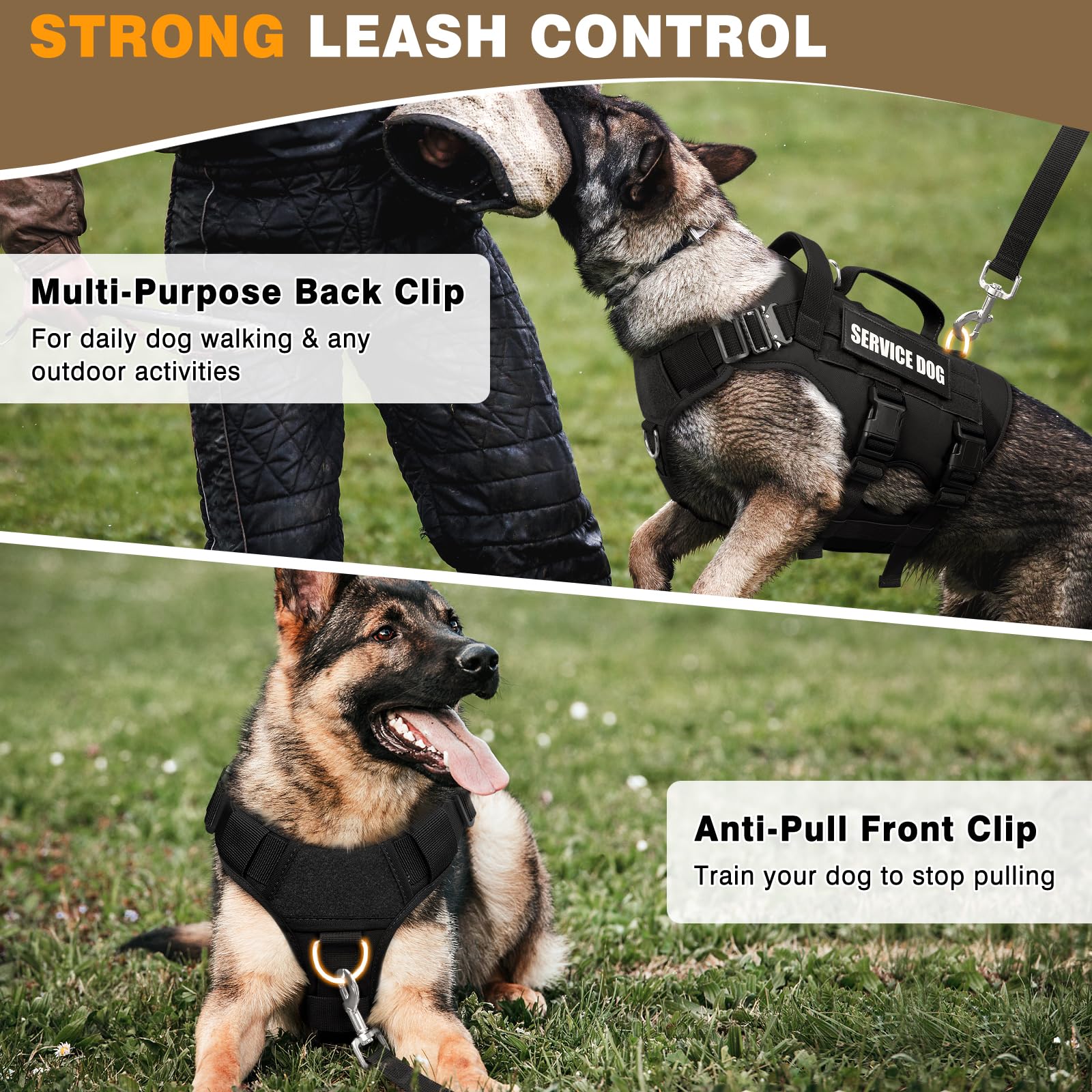 WINSEE boucles-epaule-metal chien service, tenue robuste et durable.