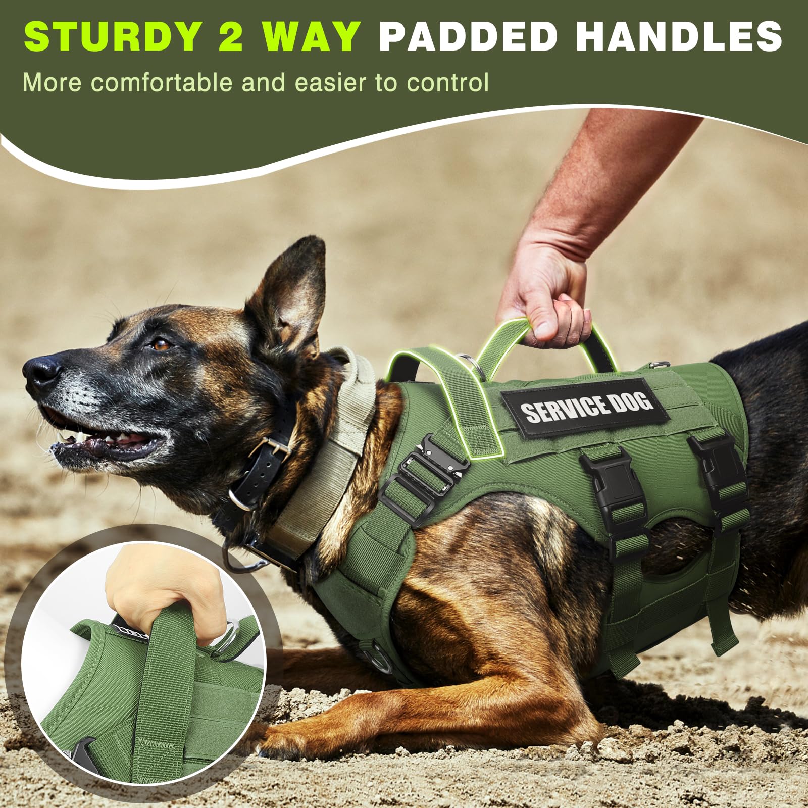 Harnais WINSEE Service Chien avec trois D-rings pour la laisse