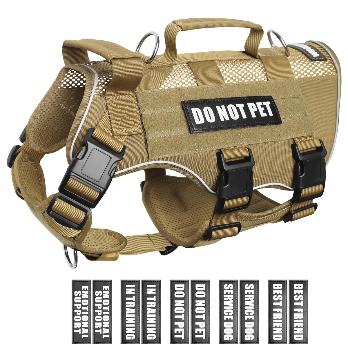 WINSEE harnais mesh pour chien avec patches, ventilé et facile à personnaliser.