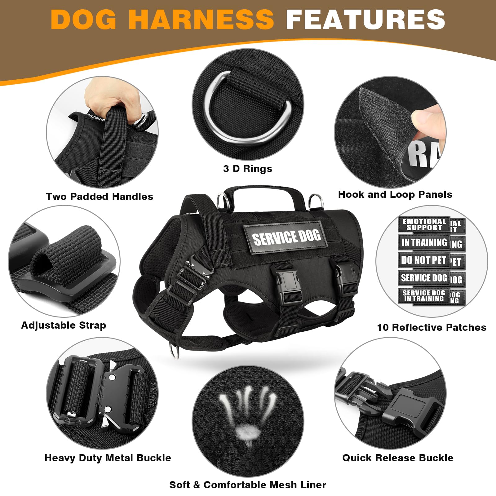 Système MOLLE du harnais WINSEE pour accessoires et insignes.