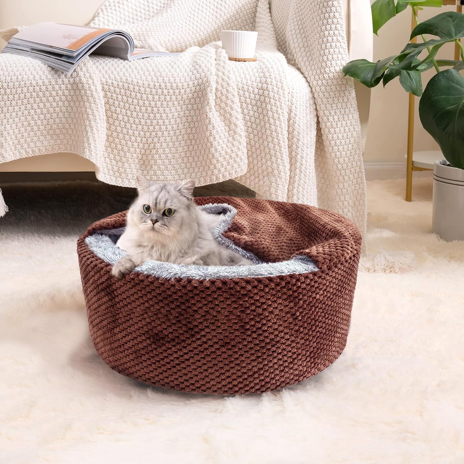 Winsterch housse rembourree grot­te chat: chaleur enveloppante.
