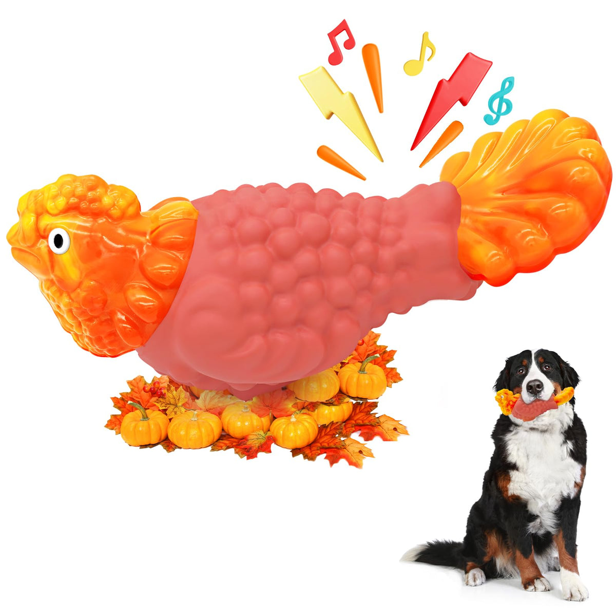 WinTour Indestructible pour chien – jouet grande taille avec goût de dinde pour mâcheurs forts.