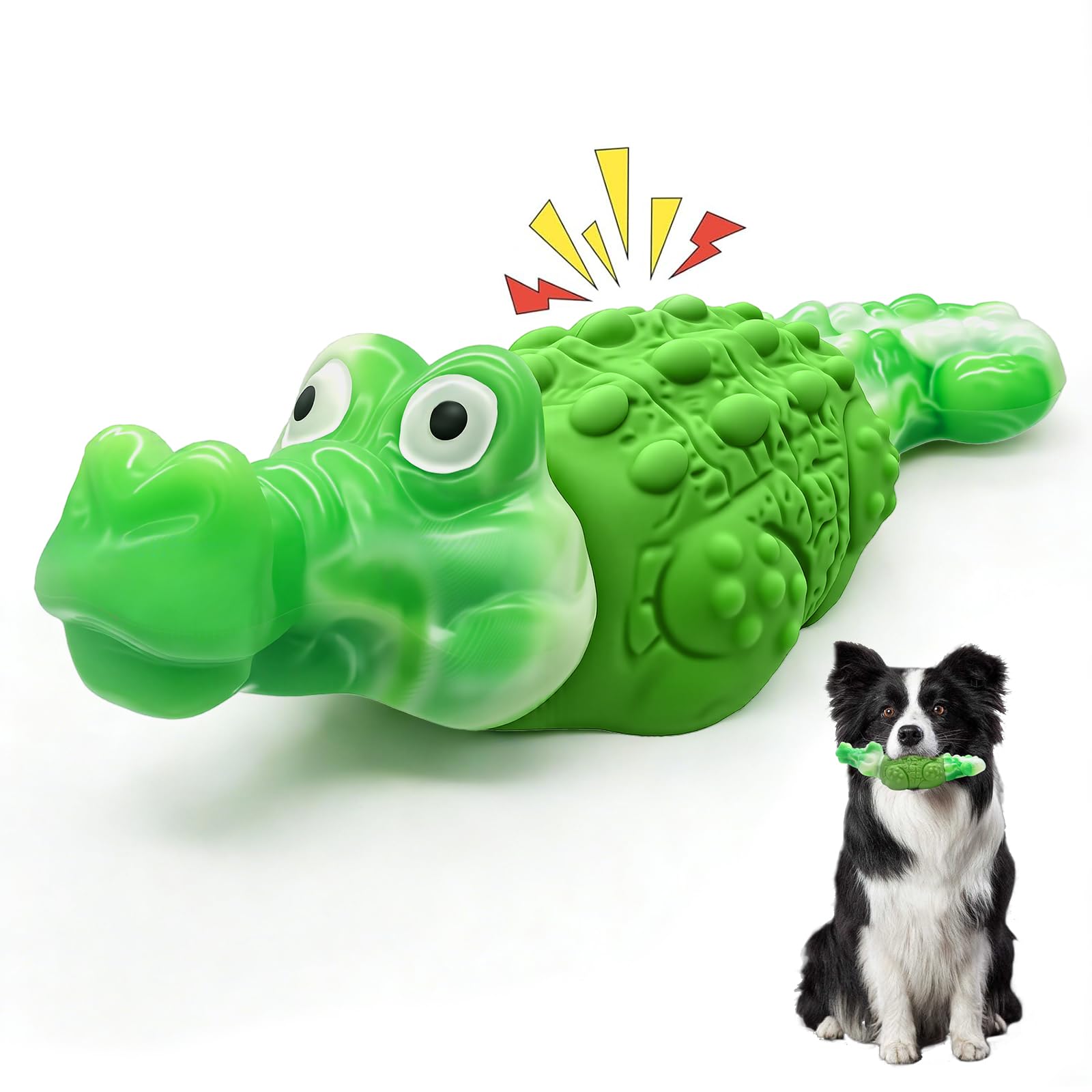 WinTour jouet indestructible pour grands chiens avec crocodile et sifflet intégré