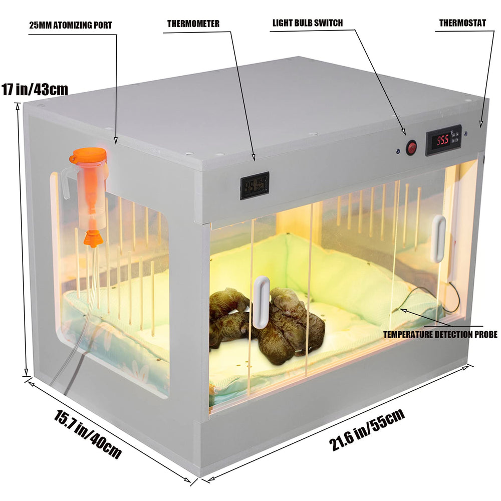 WIONBE porte-incubateur chiots : vue extérieure pour observer l'évolution.