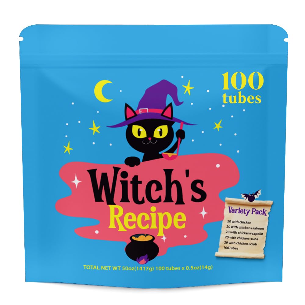 Witch's Recipe purée crèmeuse dans le tube, texture onctueuse pour stimuler l'appétit du chat.
