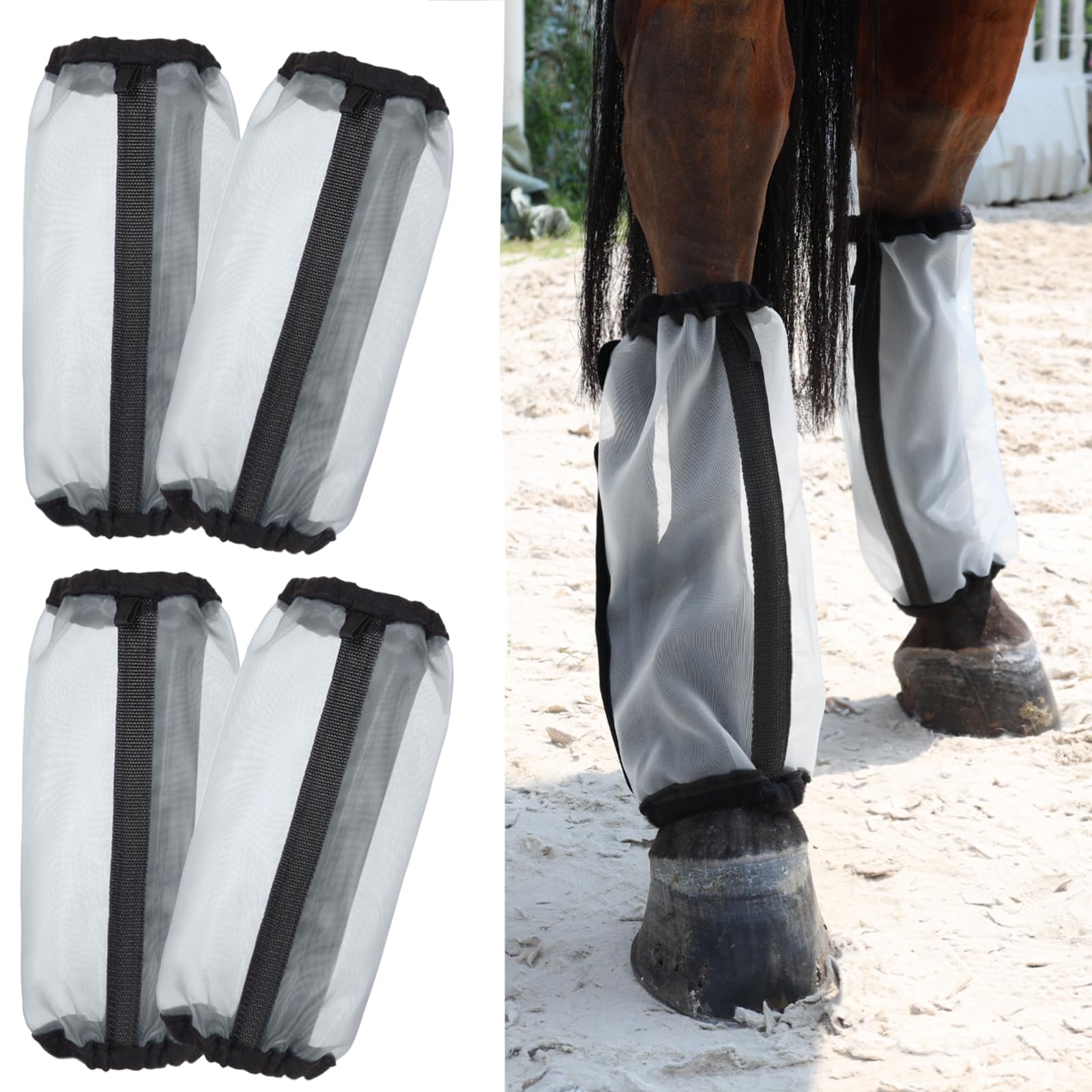 Bottes Wizbrio en maille anti moustiques pour les jambes du cheval.