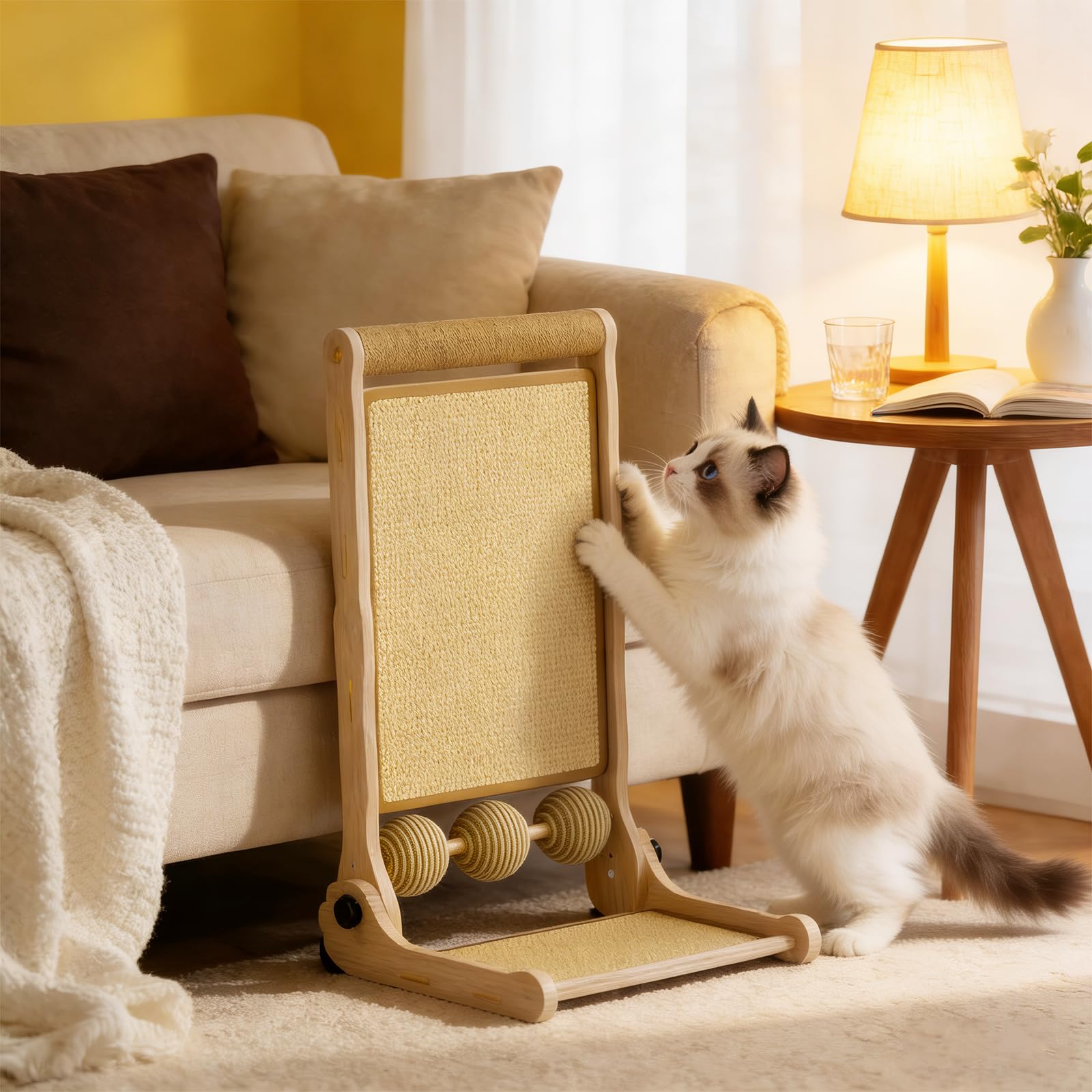 Wnfou griffoir L avec sisal et moquette, surfaces variées pour griffer et protéger meubles