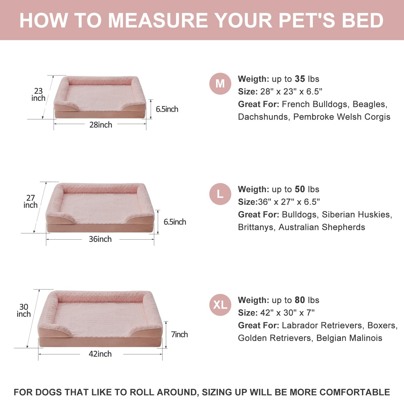 WNPETHOME dimensions-42x30x7-pouces: taille adaptée aux grands chiens pour un confort optimal.