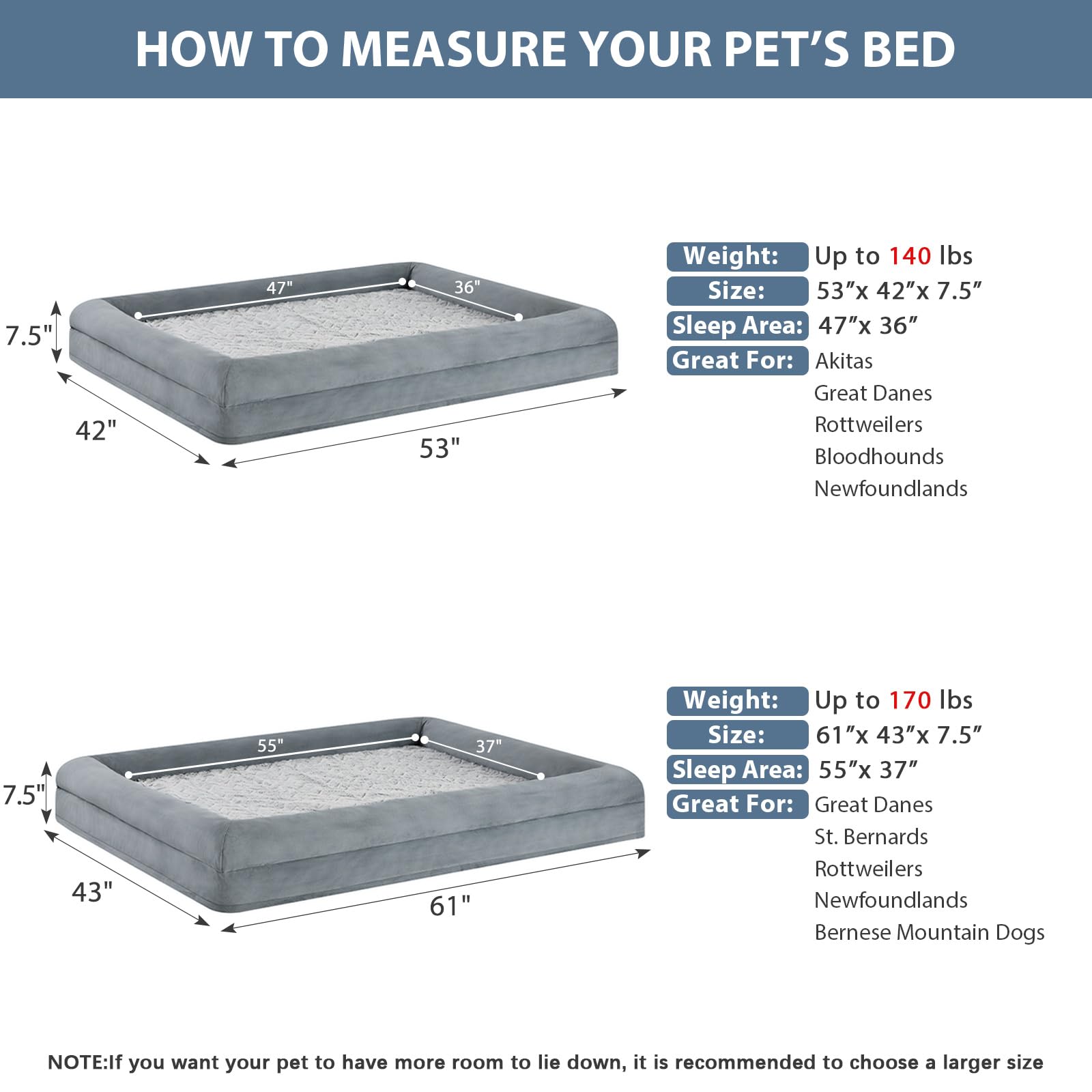 WNPETHOME grand lit chien taille XXL convient aux grands chiens