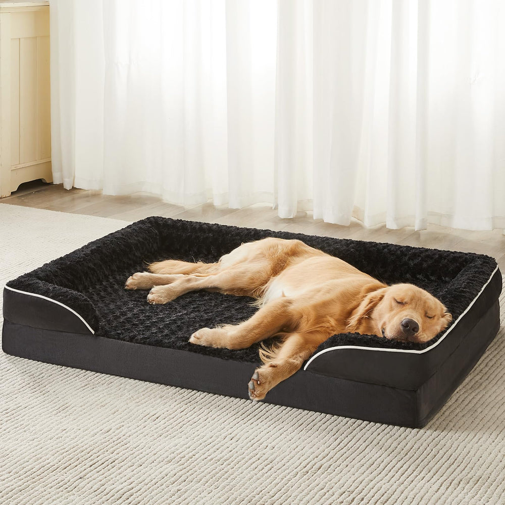 WNPETHOME lit chien orthopedique XL trois côtés offre un soutien cervical sûr.