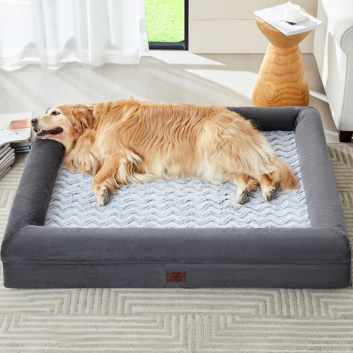 wnpethome-lit-chien-xxl-velours: confort doux et refuge sécurisant pour les siestes
