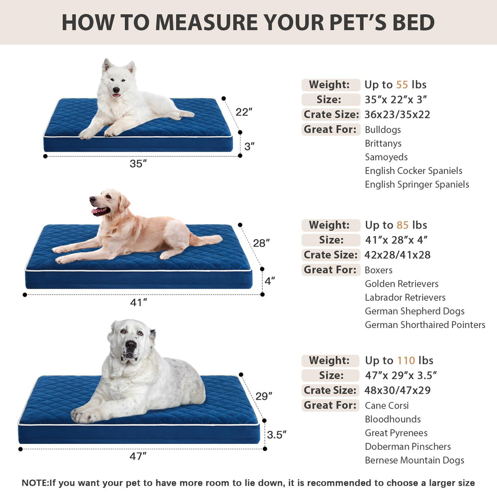 Lit orthopédique XXL WNPETHOME: grandes dimensions 47x29 pour grands chiens