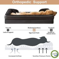 WNPETHOME mousse haute densité lit chien XL soutient les muscles et articulations.