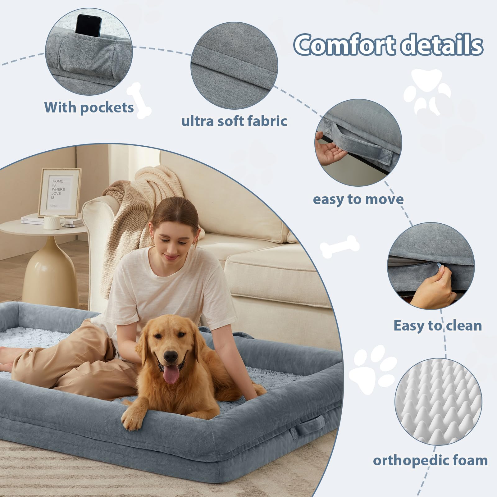 WNPETHOME mousse orthopédique haute densité: soutien confortable