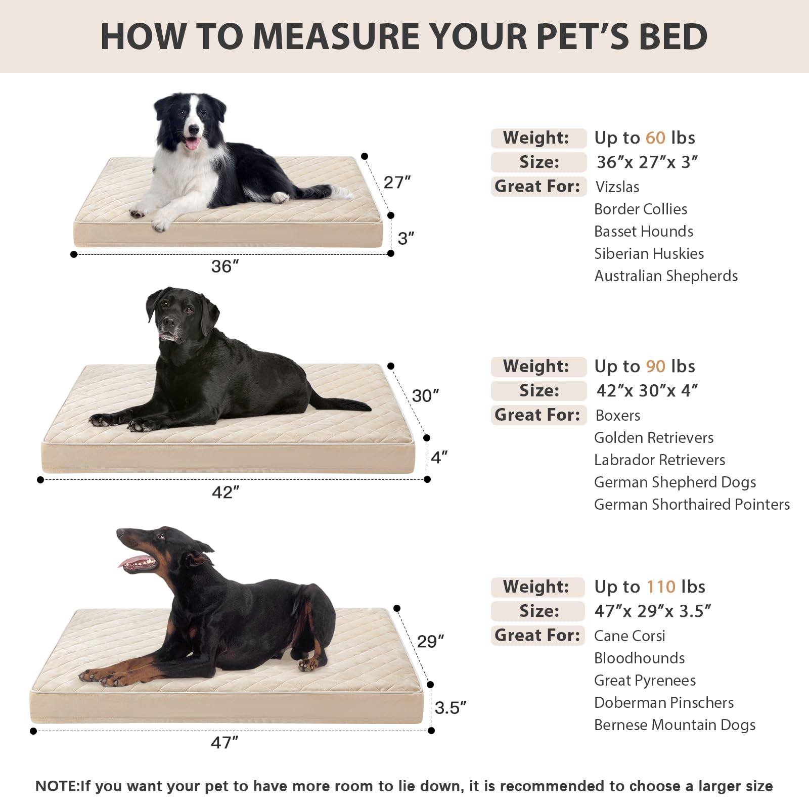 WNPETHOME taille 119x74x9 cm adaptée grands chiens