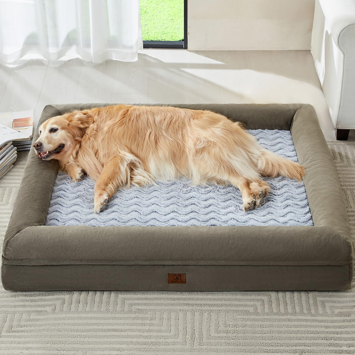 WNPETHOME XXXL grand canapé chien avec housse amovible et étanche pour nettoyage pratique.