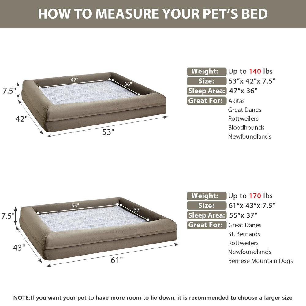 WNPETHOME XXXL mousse orthopédique haute densité soutenant les articulations du chien.