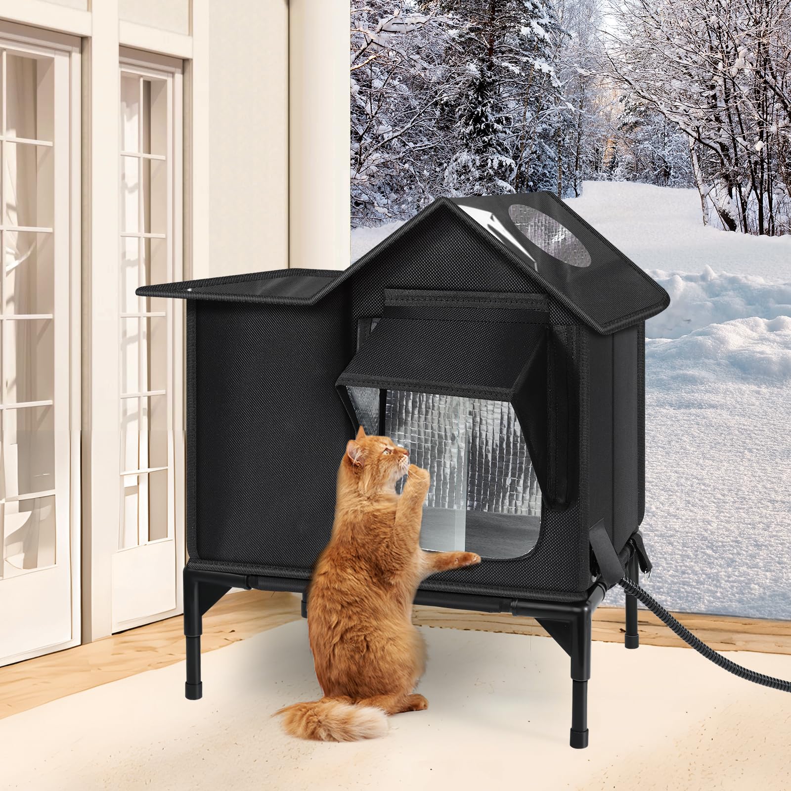 Wn's Day – Abri-chat-exterieur pour garage: protection fiable contre vent et pluie.