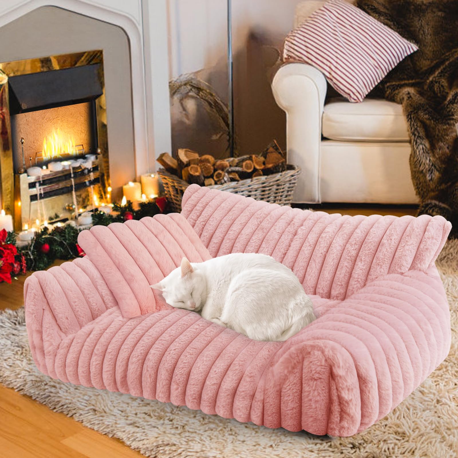 Wn's Day Canapé Chat Rose, cocon chaud pour chats d'intérieur.