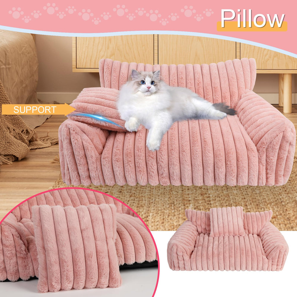 Wn's Day Canapé Chat Rose en corduroy, repos confortable.