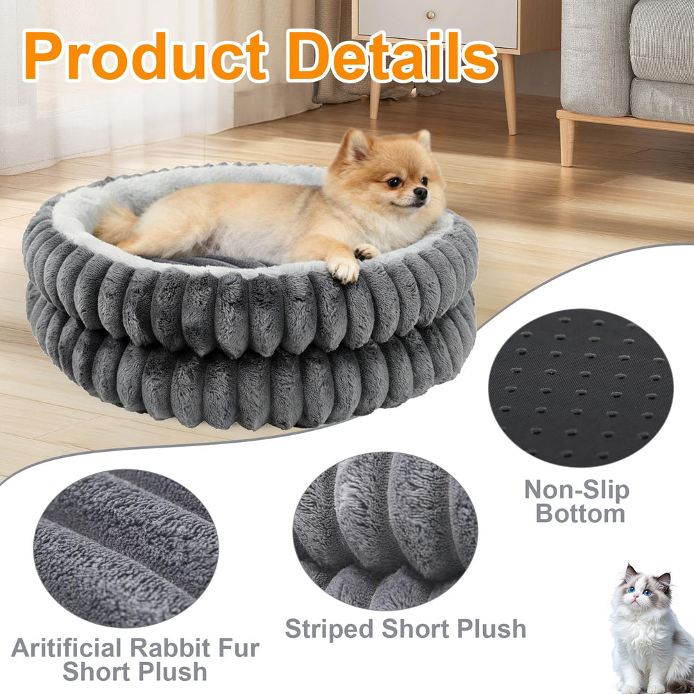 Wn's Day lit donut chat lavable gris – repos douillet pour chats.
