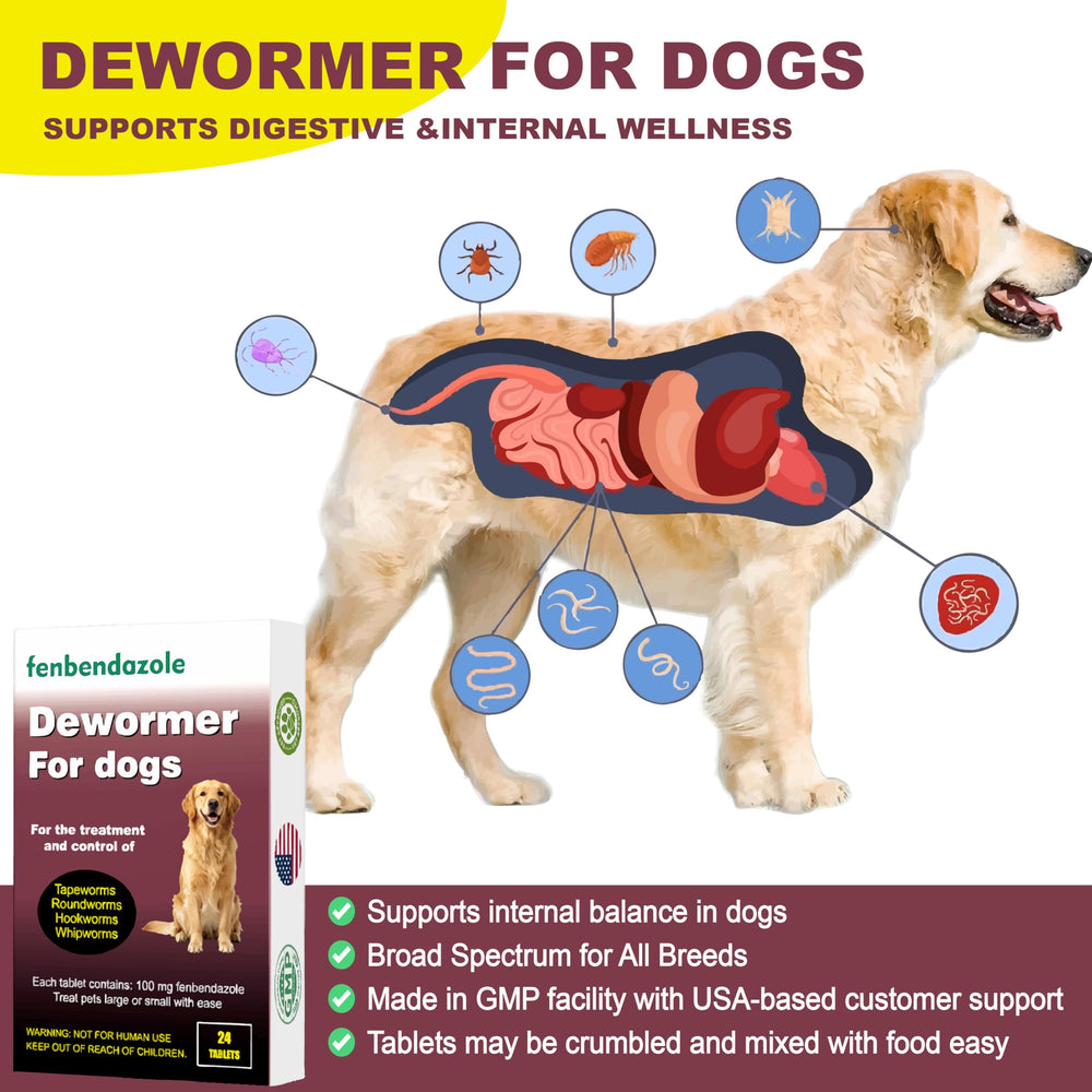 Woaitme vermifuge chiens – emballage pratique de 24 comprimés.
