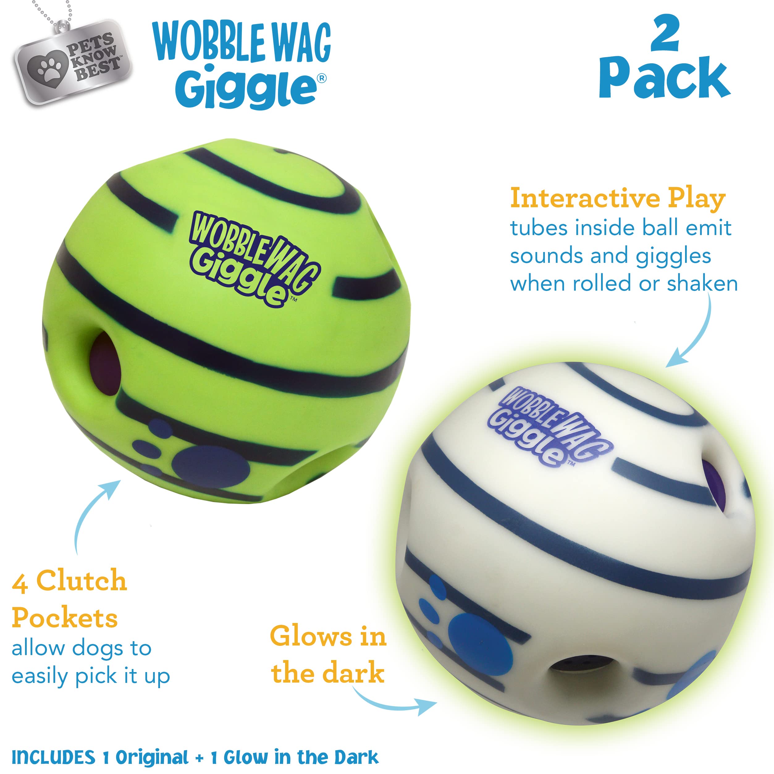 Wobble Wag Giggle balle lumineuse pour jeux nocturnes et visuels.