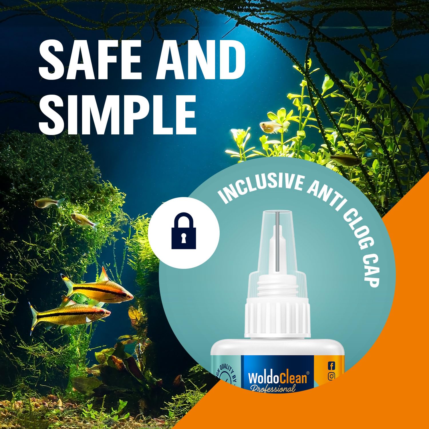 WoldoClean Colle Aquarium 50 g, adaptée eau douce et eau salée.
