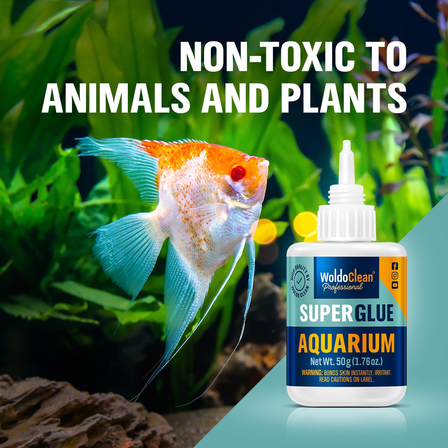 WoldoClean Colle Aquarium 50 g, fixation d’équipements dans l’aquarium.