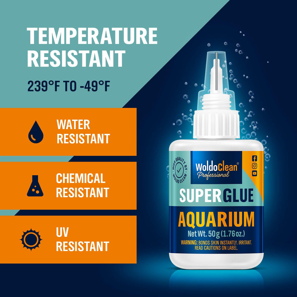 WoldoClean Colle Aquarium 50 g, séchage clair et sans traces.
