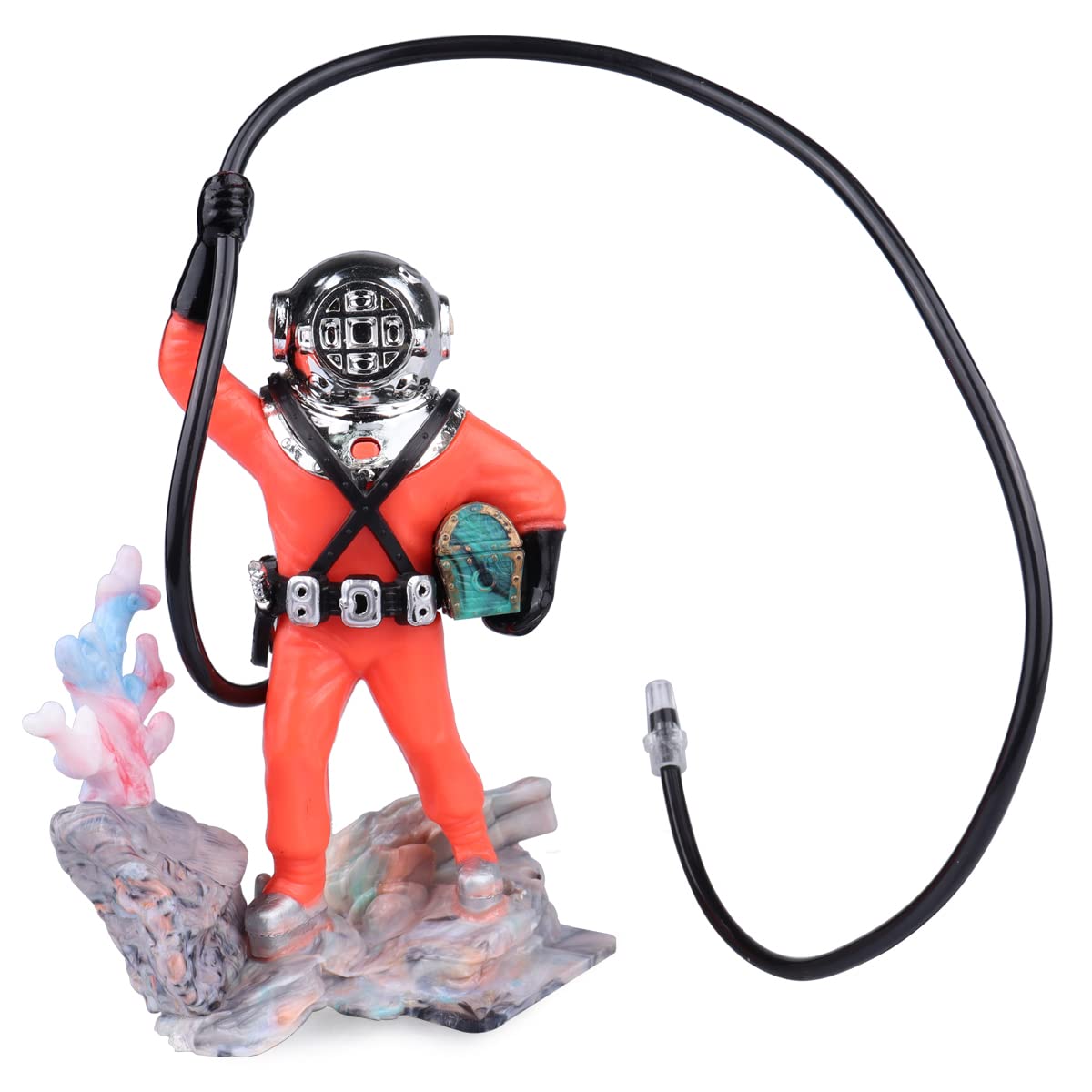 Plongeur Wolfride avec bulle rouge pour un décor vivant d'aquarium.