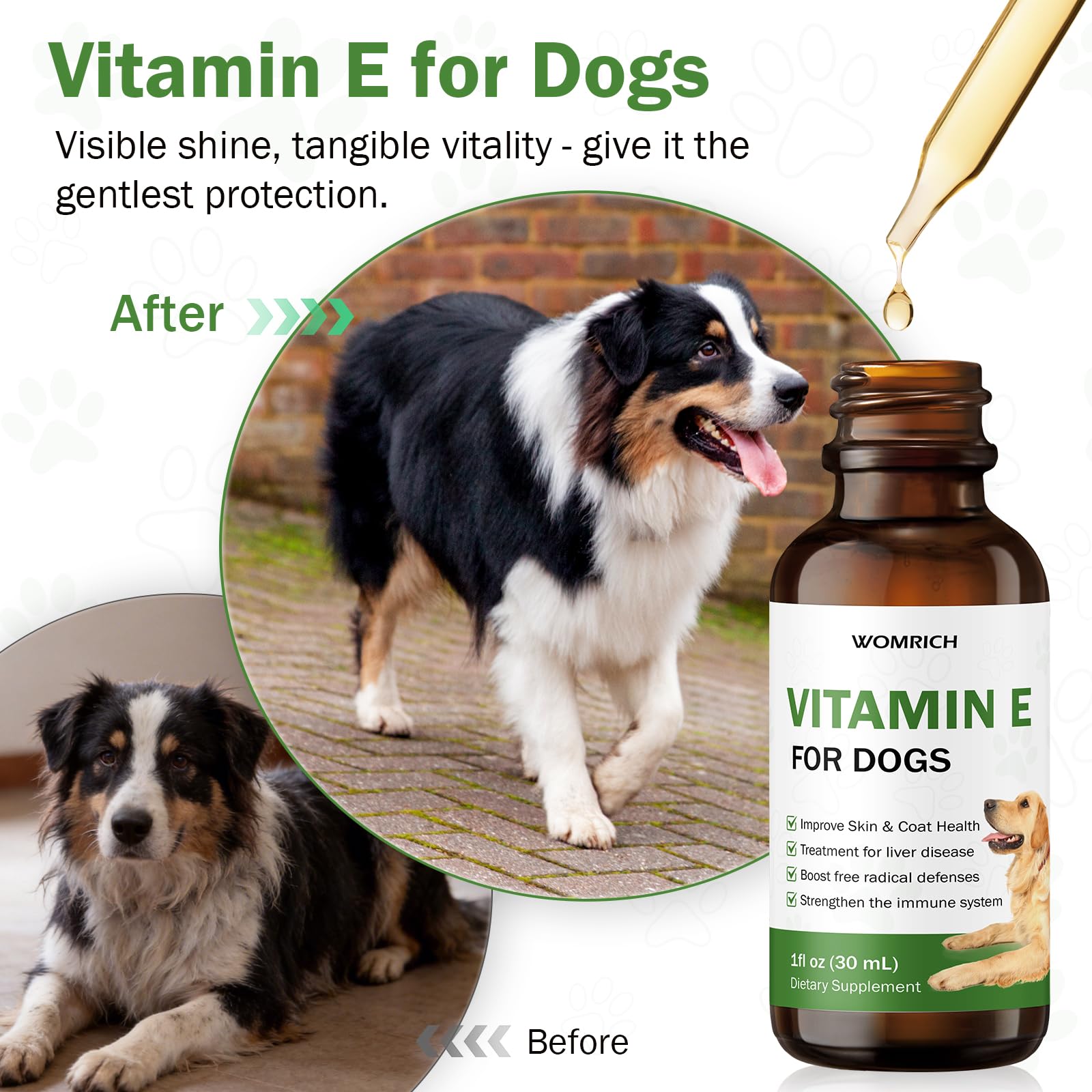 WOMRICH Vitamin E mélangé à la nourriture pour dosage flexible.
