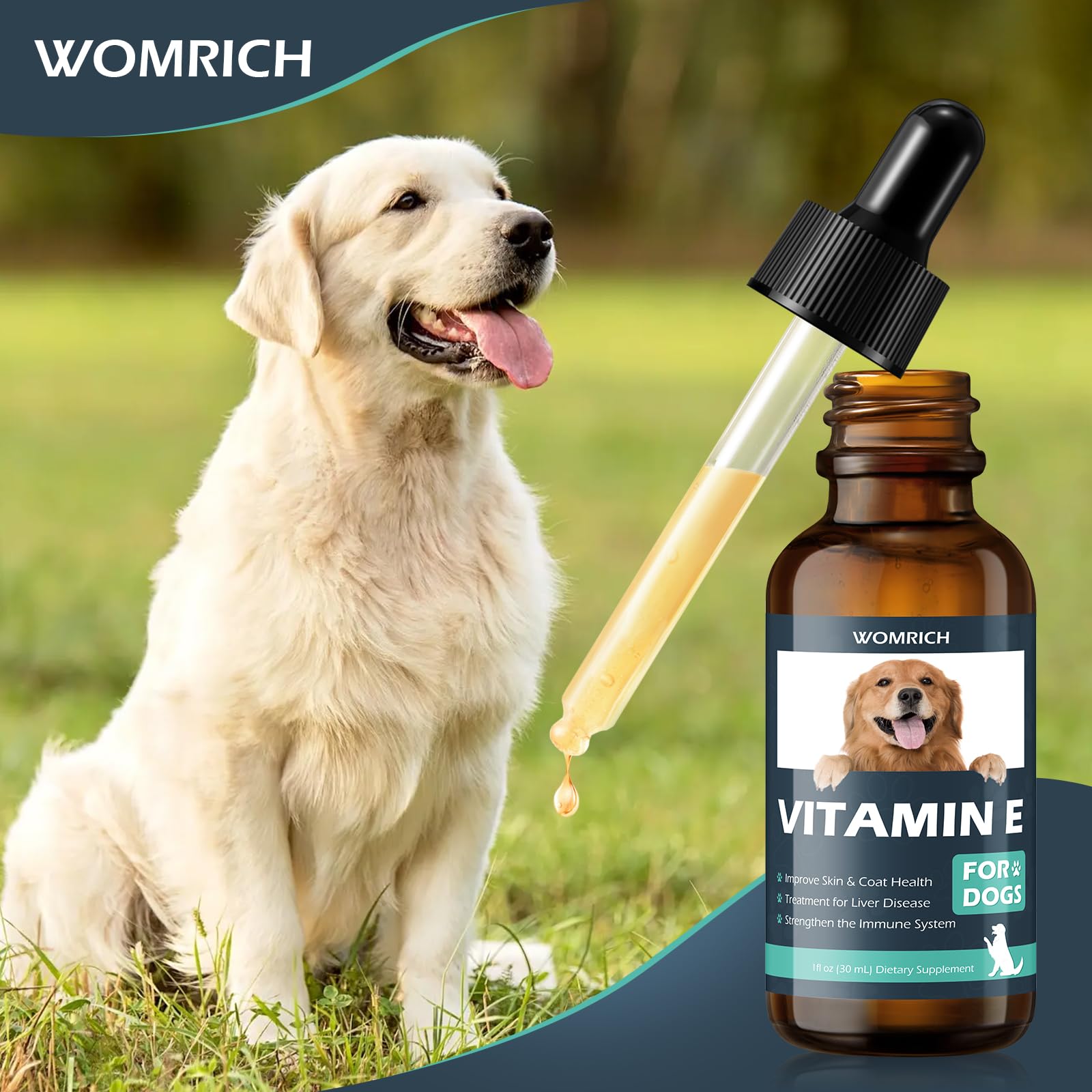 Emballage WOMRICH Vitamine E pour chien, ingrédients naturels