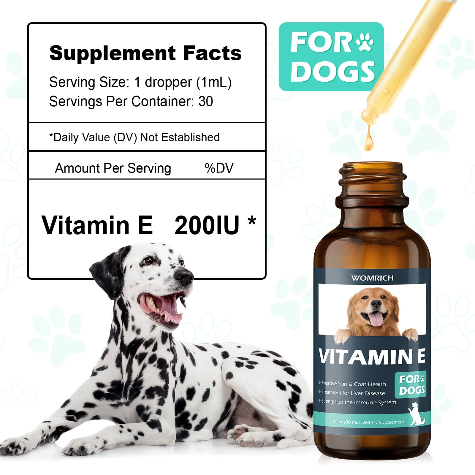 Chien avec pelage brillant grâce à WOMRICH Vitamine E