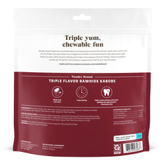 Wonder Bound brochettes peau de boeuf saveur triple, dégustation longue pour chiens actifs