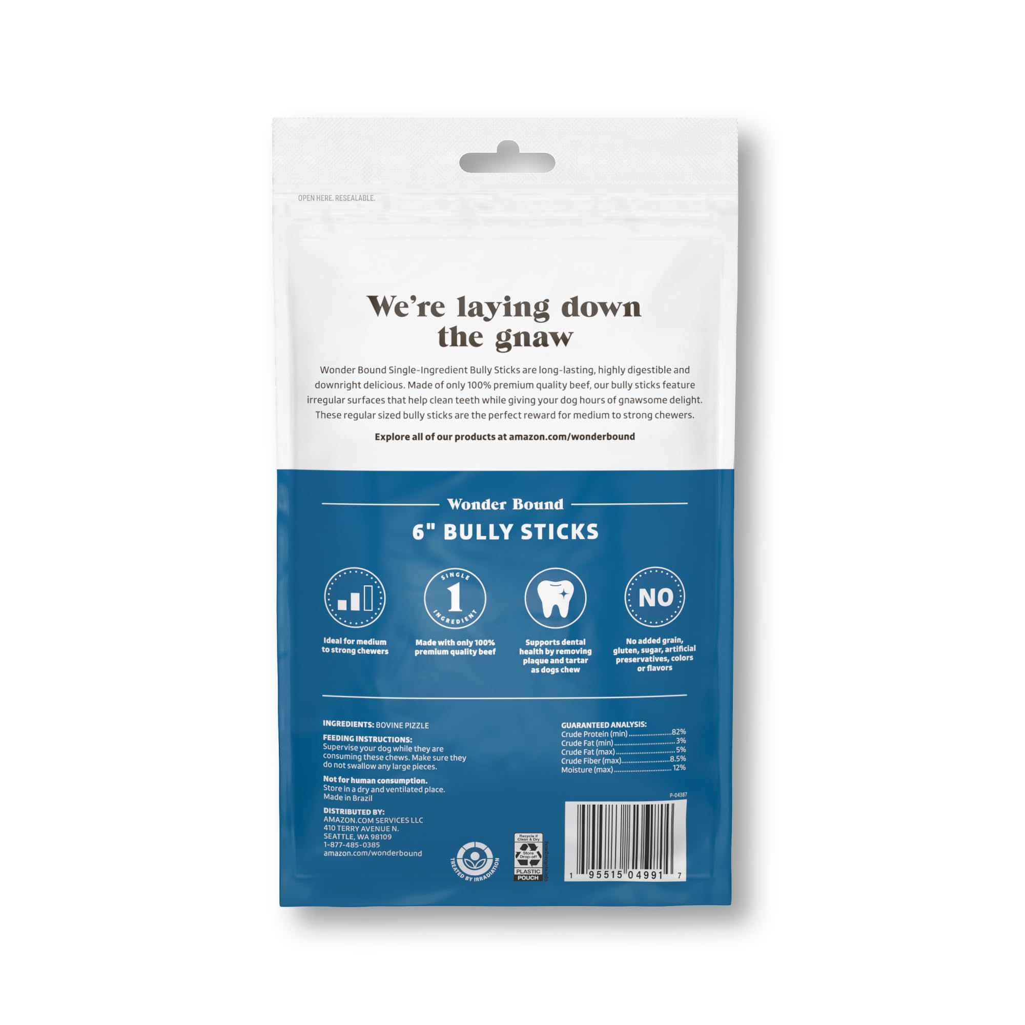 Wonder Bound: emballage clair et étiquette lisible sans additifs.