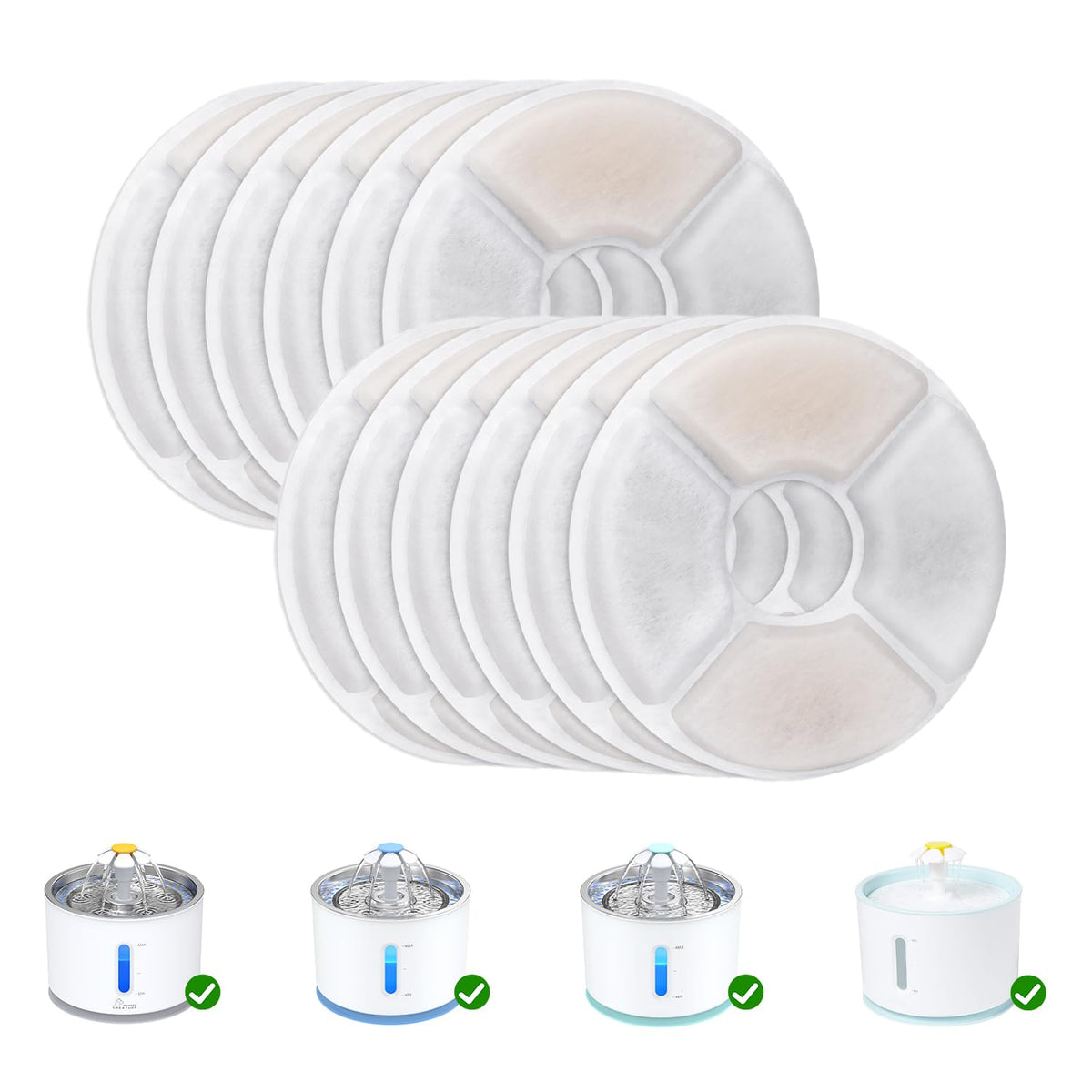 Wonder Creature filtre carbone actif pour fontaine chat ronde, eau plus fraîche.