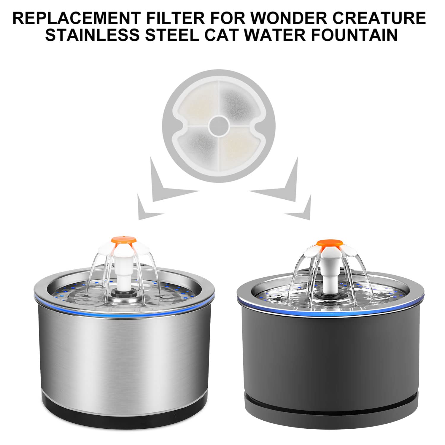 Wonder Creature filtre remplacement 67oz pour fontaine chat, eau propre au quotidien.