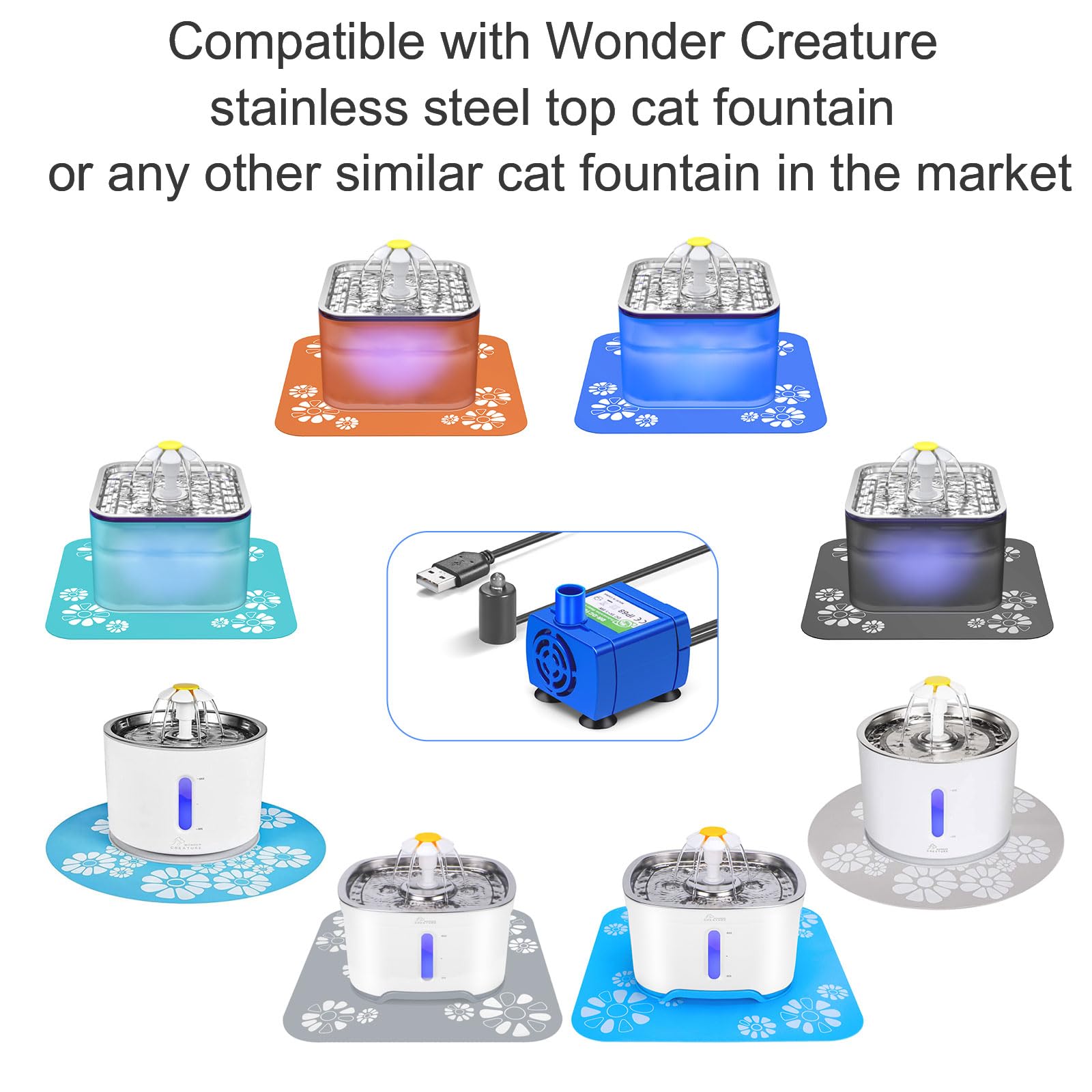 Wonder Creature pompe pour fontaine chat – vue cubique, remplacement facile d'une pompe.