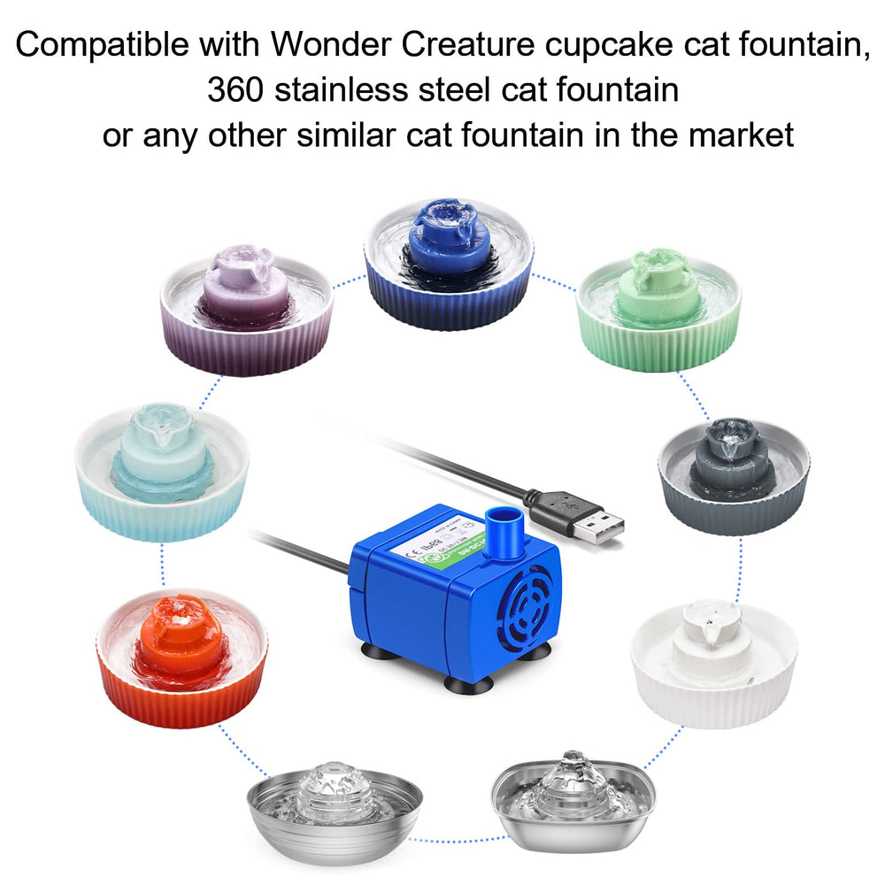 Pompe Wonder Creature pour fontaine chat 360 inox, installation fiable et longue durée.